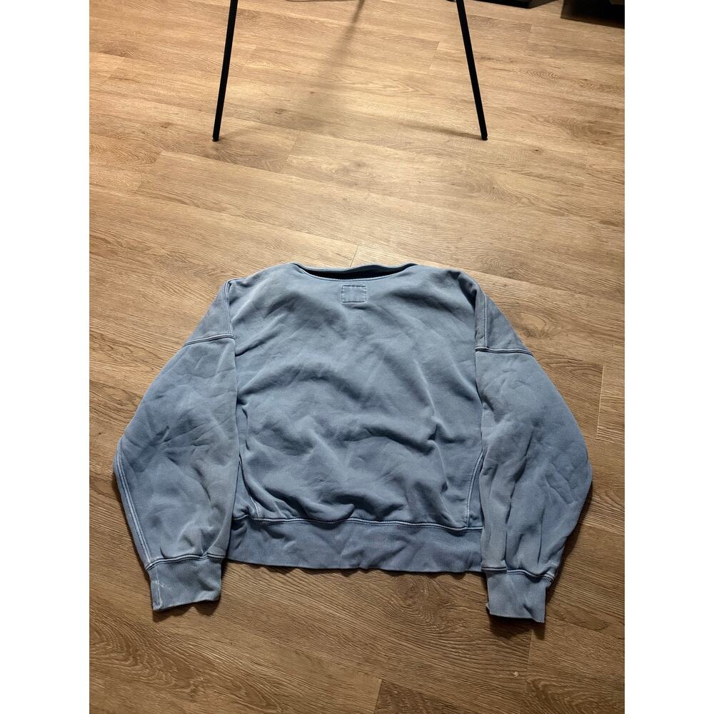 Abercrombie & Fitch Womens Large Garment Dyed Quarter Zip Blue Y2K Pullover - Picture 3 of 3